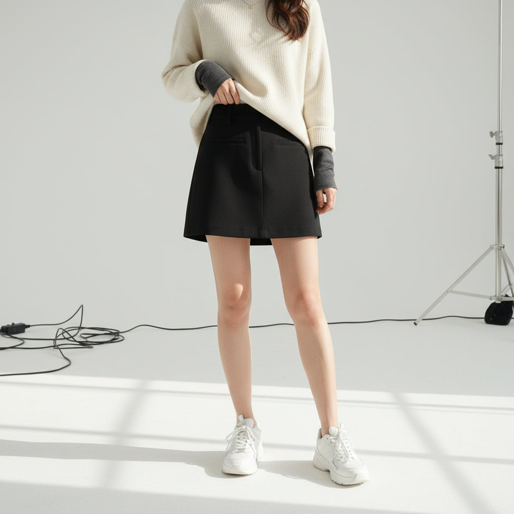 Tailored A-Line Mini Skirt