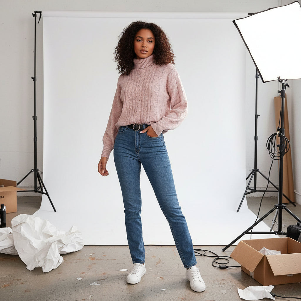 Cable-Knit Turtleneck Sweater