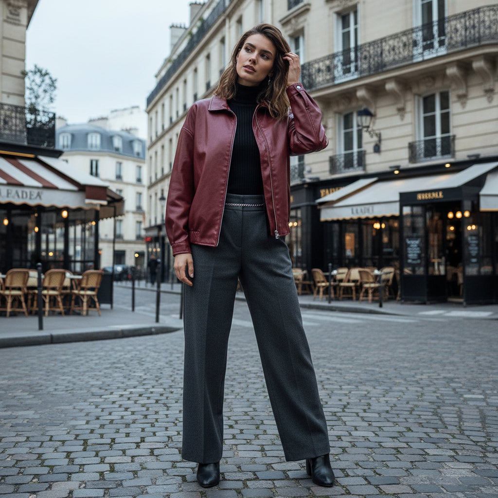 Faux Leather Zip Jacket