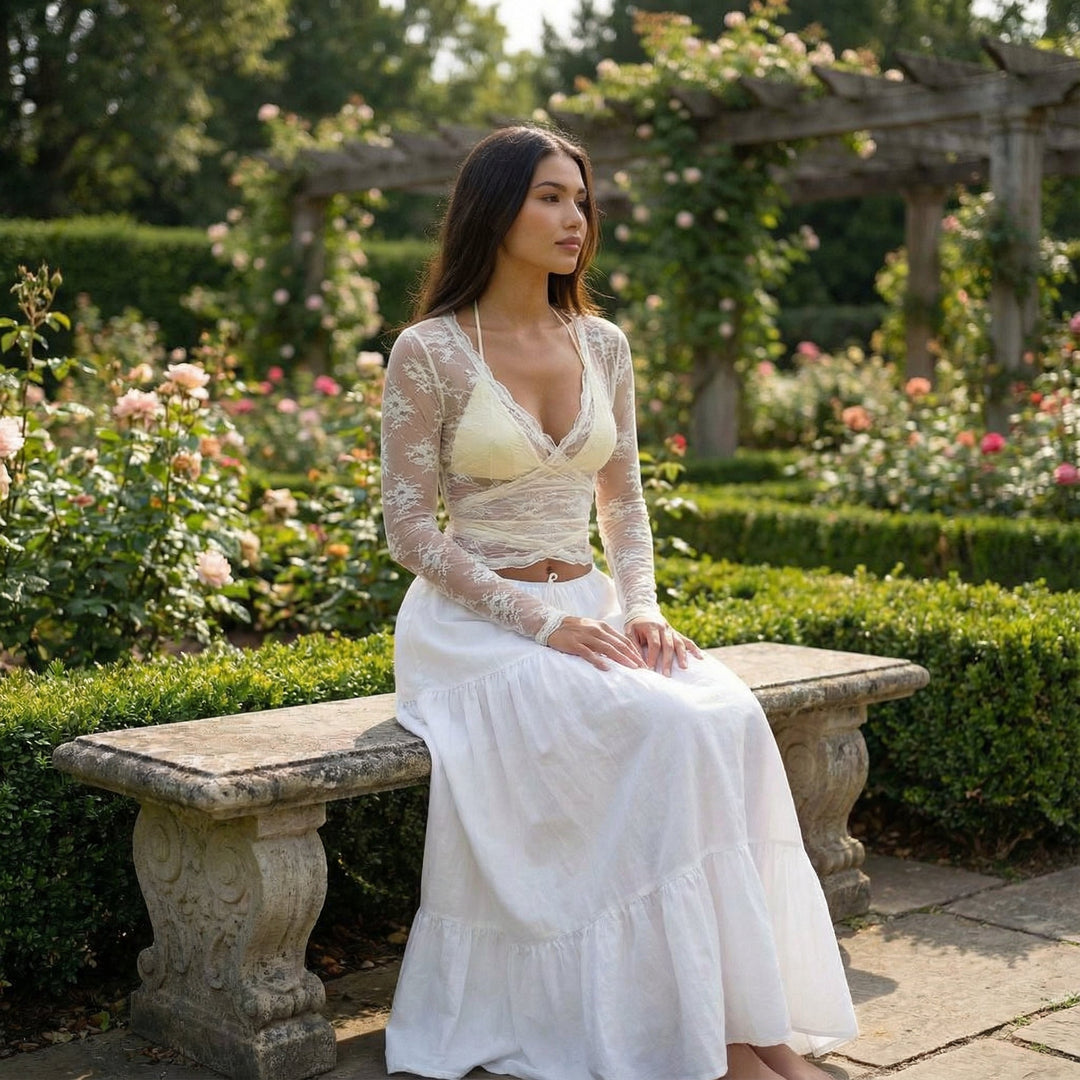 Chic Lace Detail Top - cream