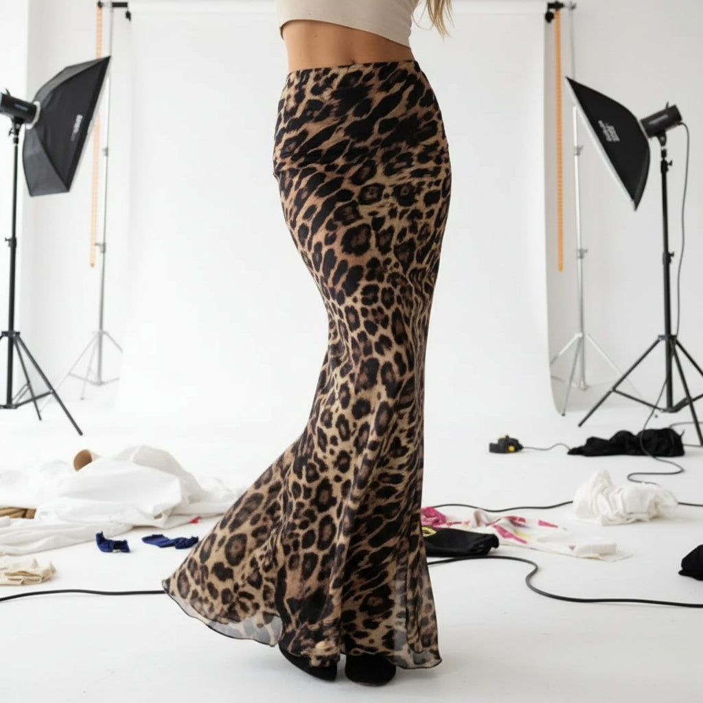 Leopard Luxe High-Waisted Midi Skirt