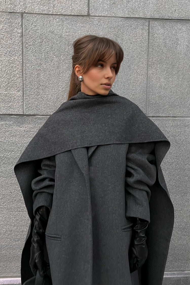 Monaco Wool Cape Coat with Scarf
