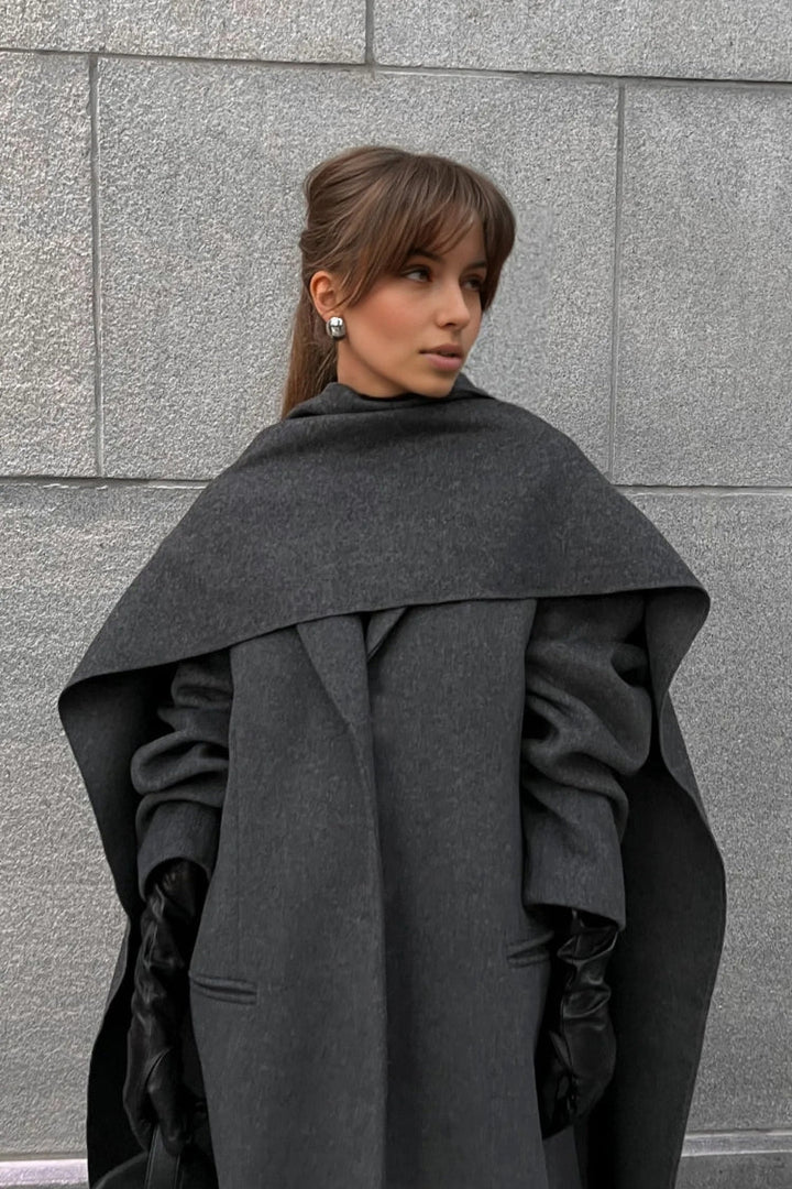Monaco Wool Cape Coat with Scarf