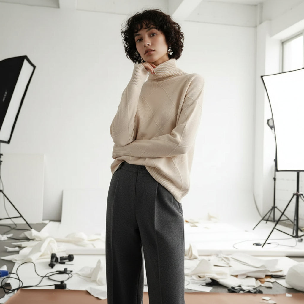 Ridgeweave Mock-Neck Knit Jumper