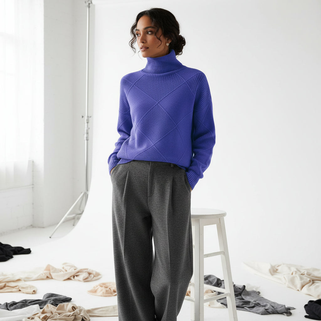 Ridgeweave Mock-Neck Knit Jumper