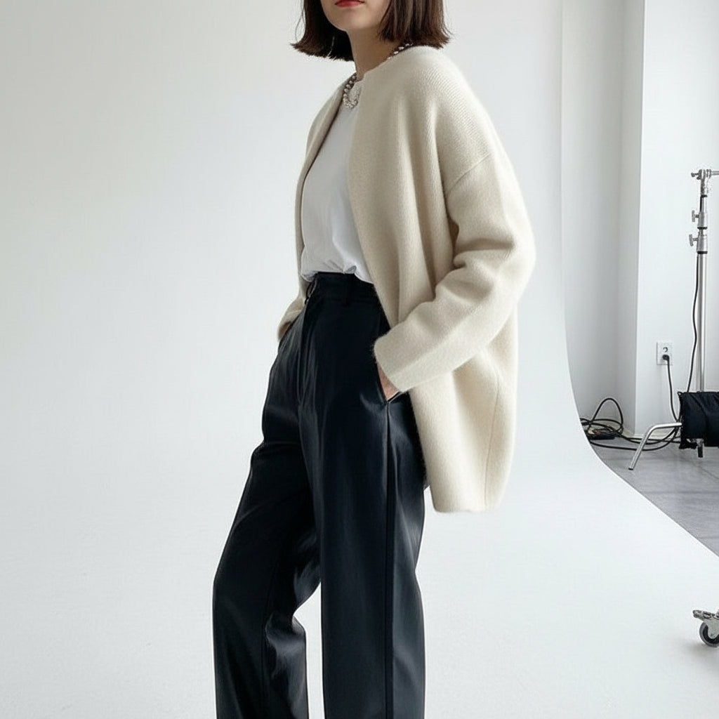 Brushed Wool Snap Cardigan