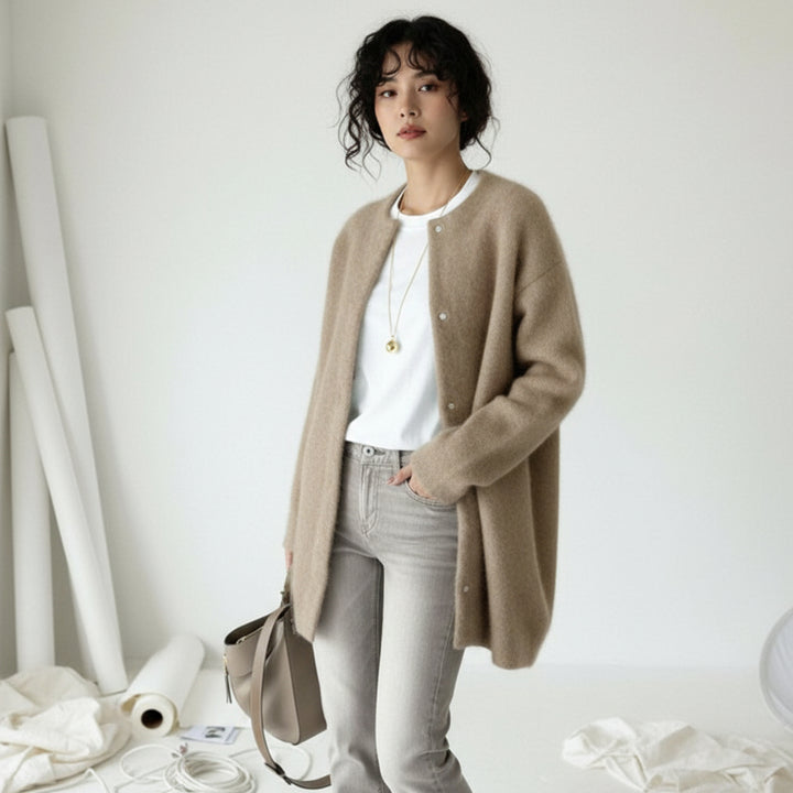 Brushed Wool Snap Cardigan