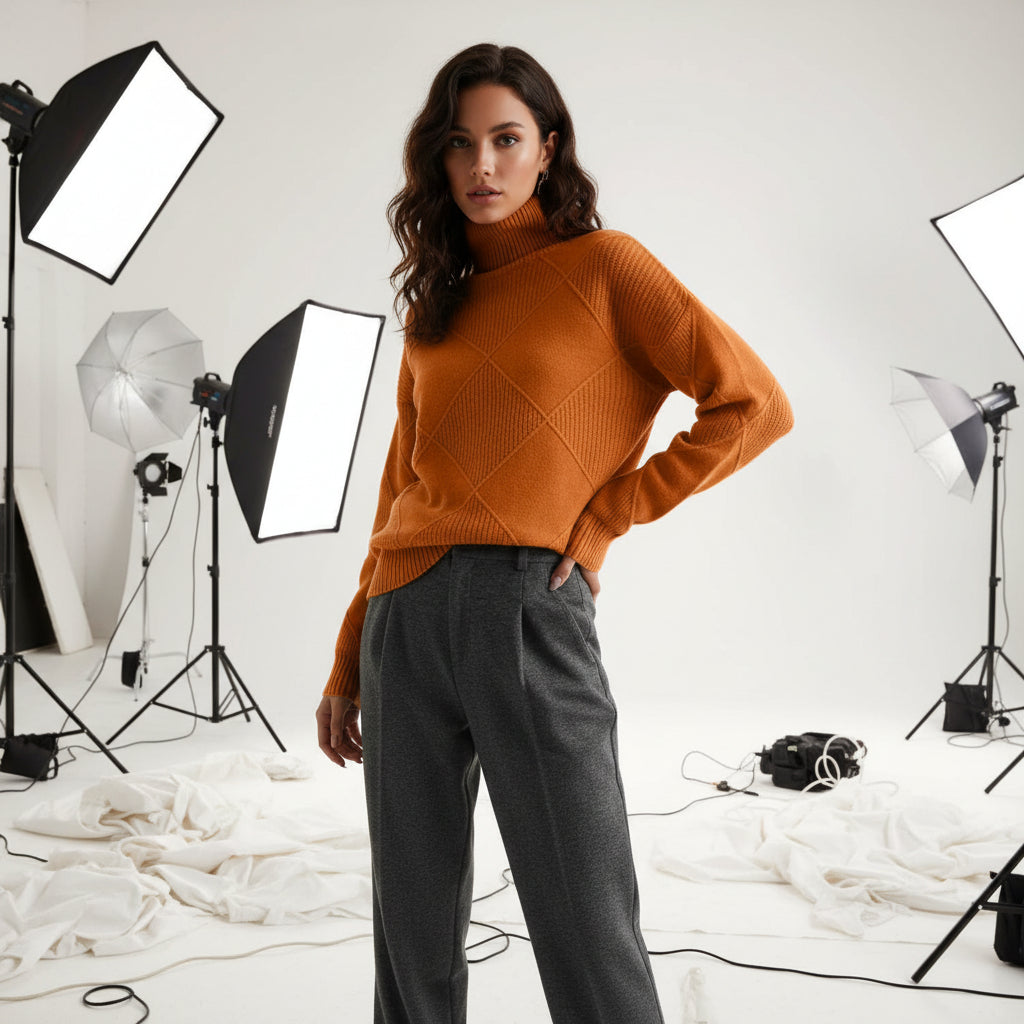 Ridgeweave Mock-Neck Knit Jumper