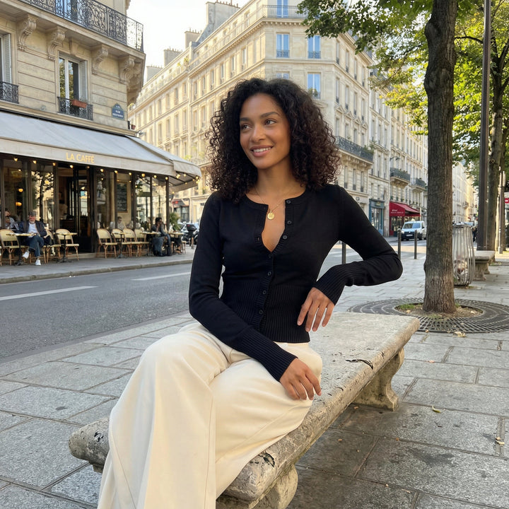 Wool Blended Cardigan - Black