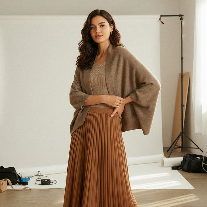 Draped Open-Knit Cardigan