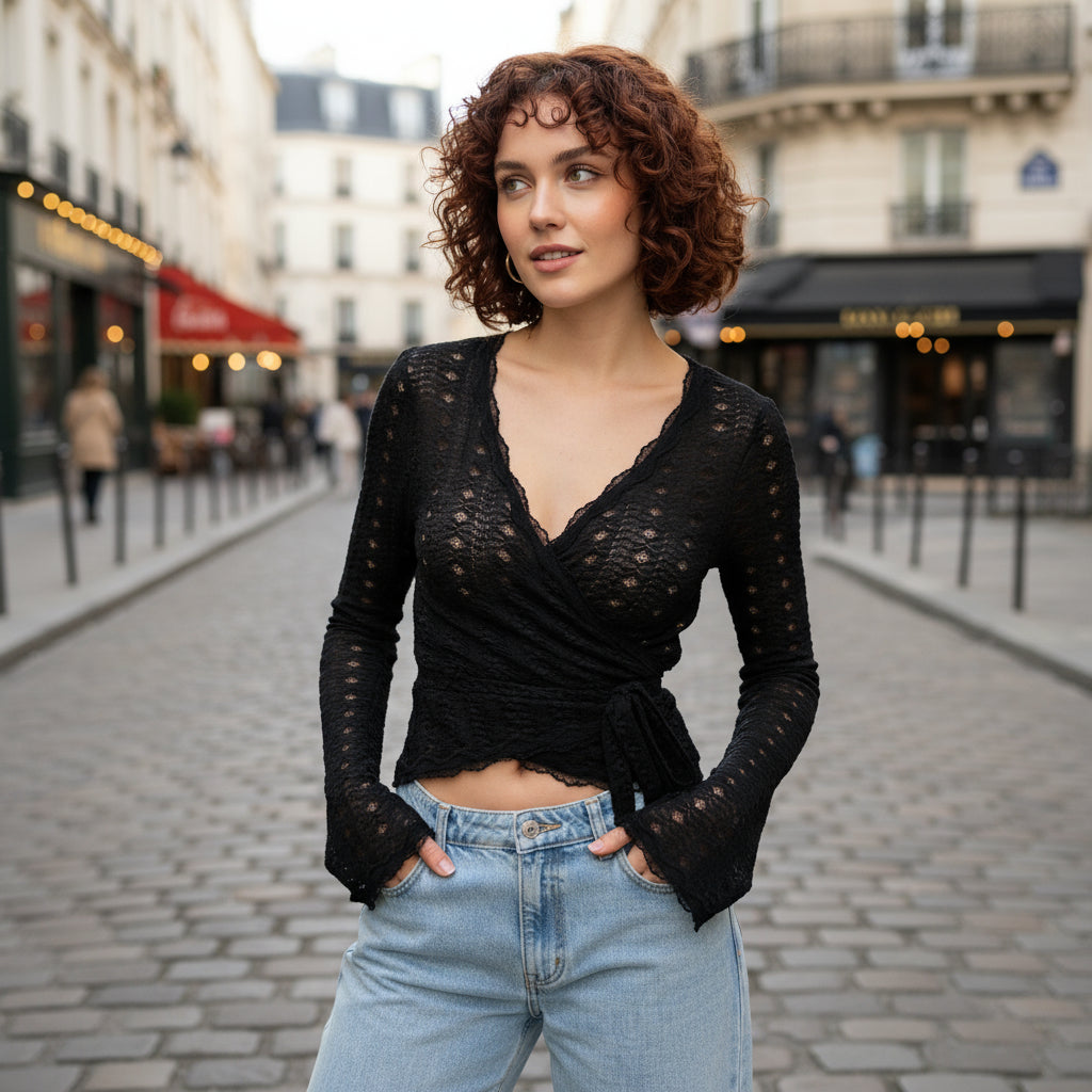 Floral Fit Top - black