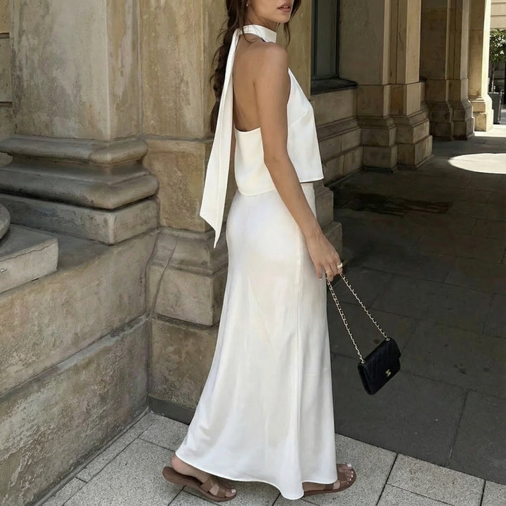 Satin Crop Top & Skirt Set