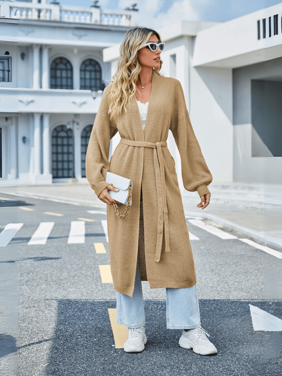 Khaki Skyline Drift Longline Cardigan