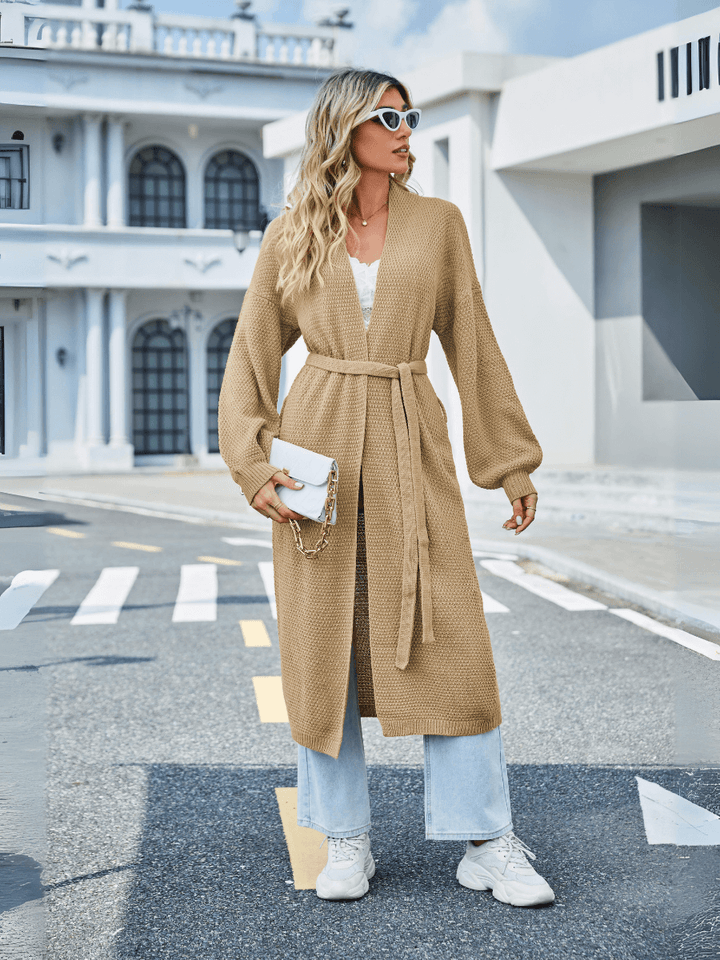 Khaki Skyline Drift Longline Cardigan