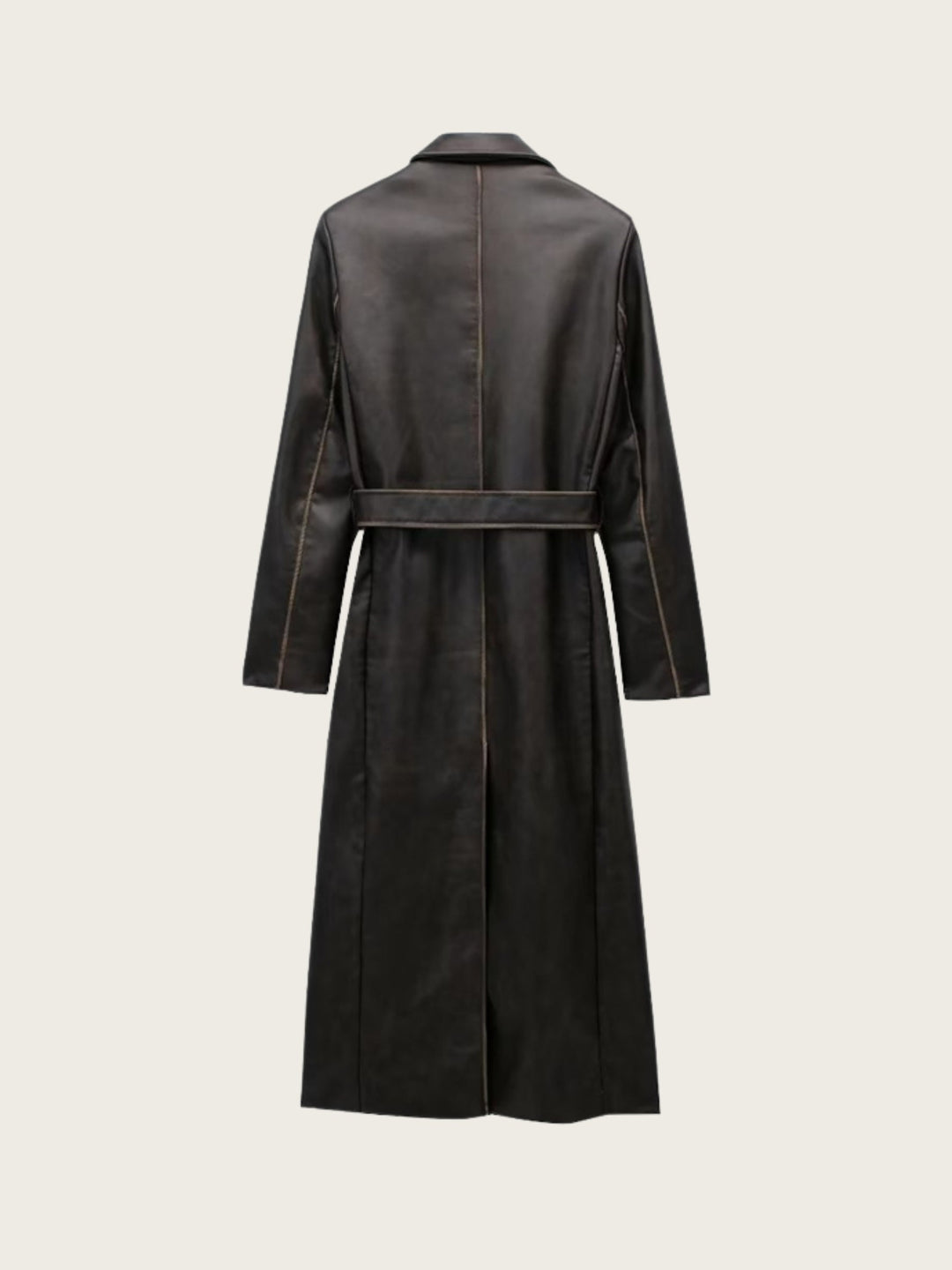 Marcelline Belted Leather Trench