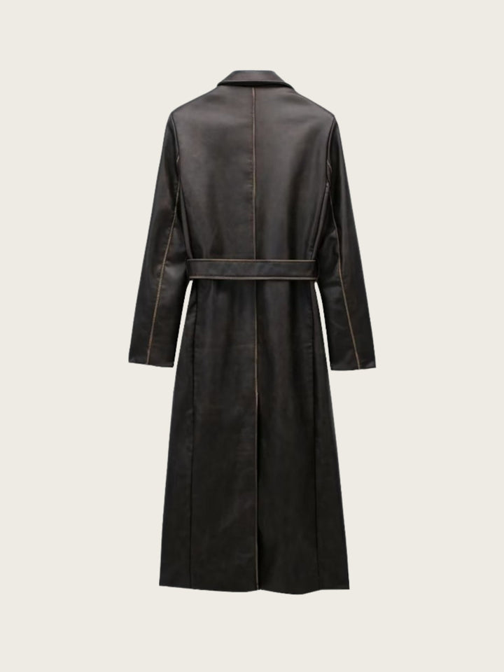 Marcelline Belted Leather Trench