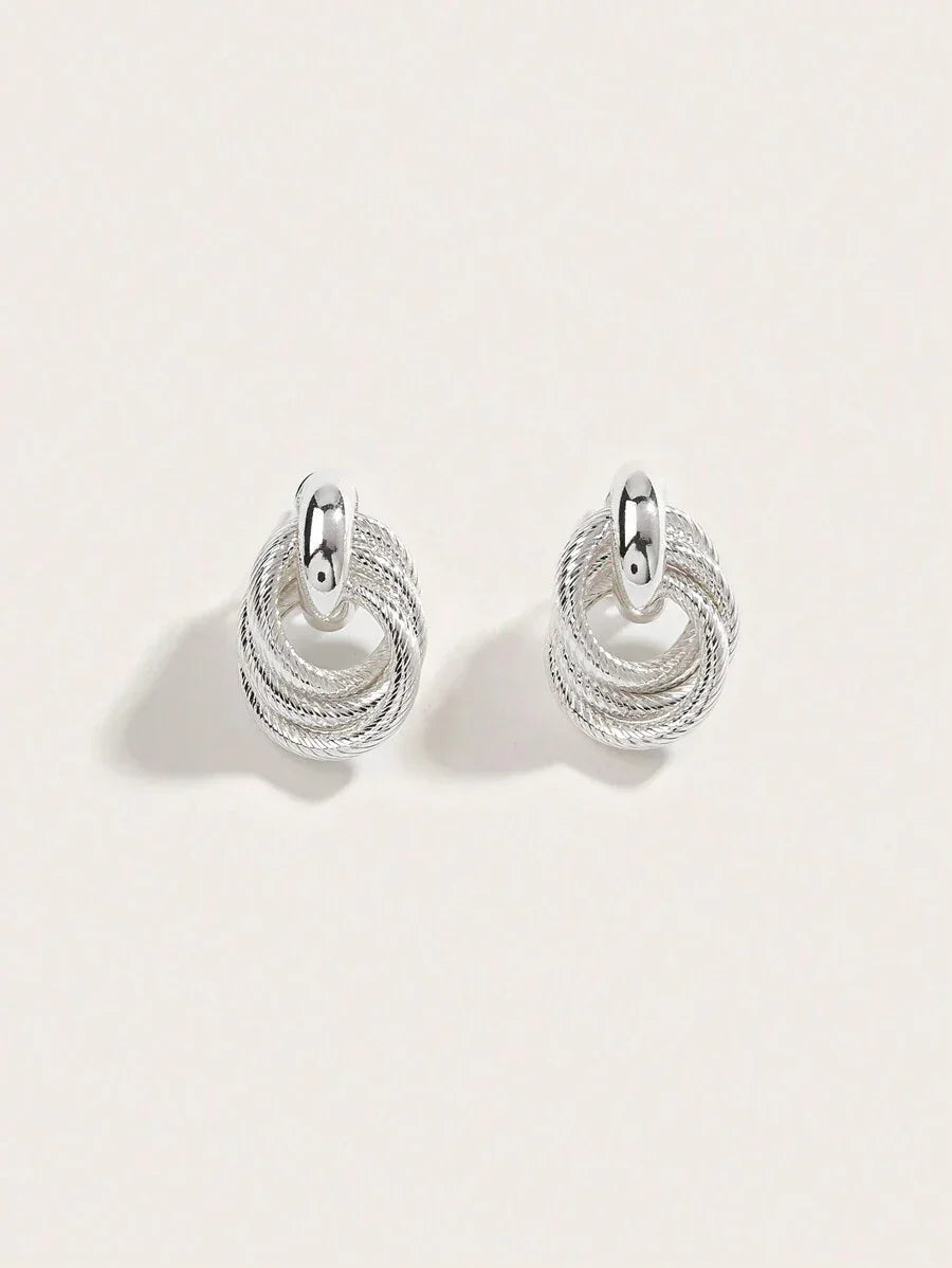 Geometric Gold Twist Clip On Earrings Two Layer Shine