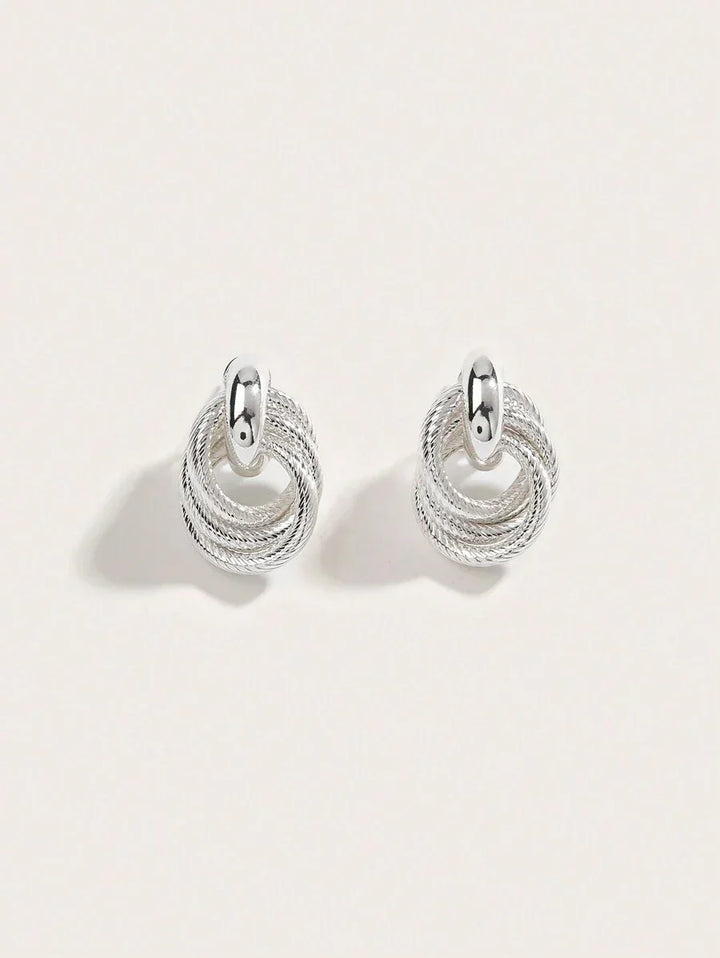 Geometric Gold Twist Clip On Earrings Two Layer Shine