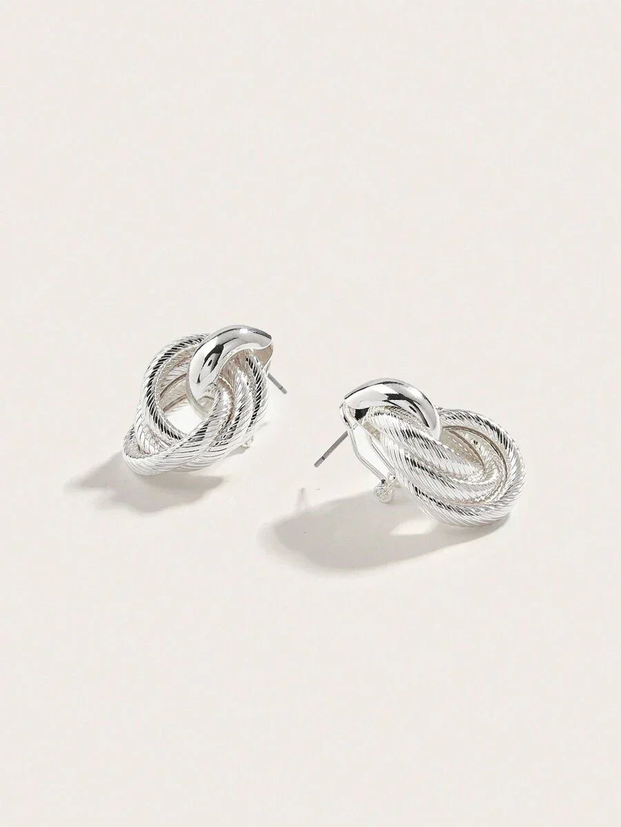 Geometric Gold Twist Clip On Earrings Two Layer Shine
