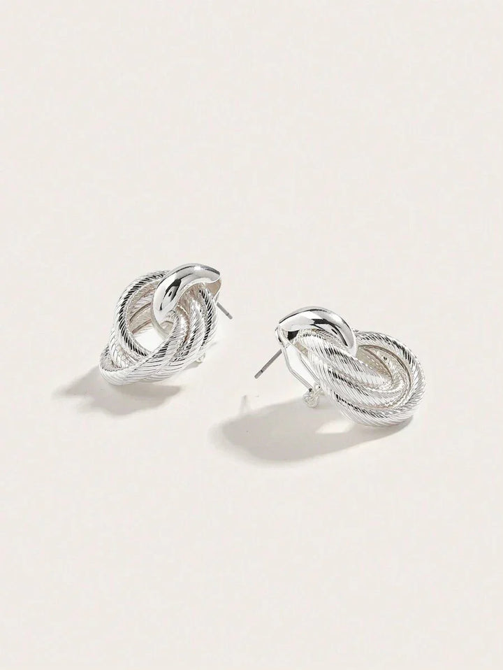 Geometric Gold Twist Clip On Earrings Two Layer Shine