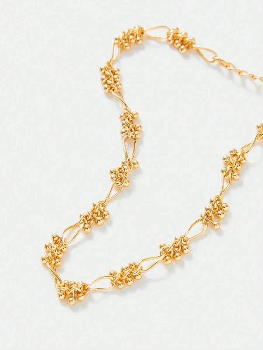 Chic Silver Plated Beaded Chain Bracelet With Rhinestones