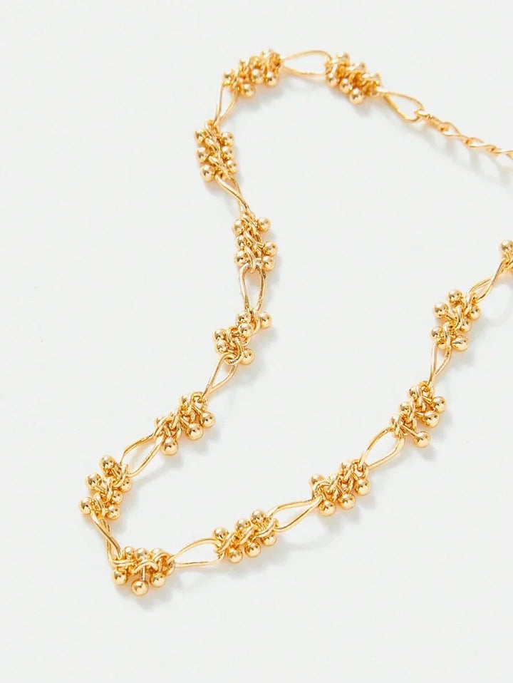 Chic Silver Plated Beaded Chain Bracelet With Rhinestones