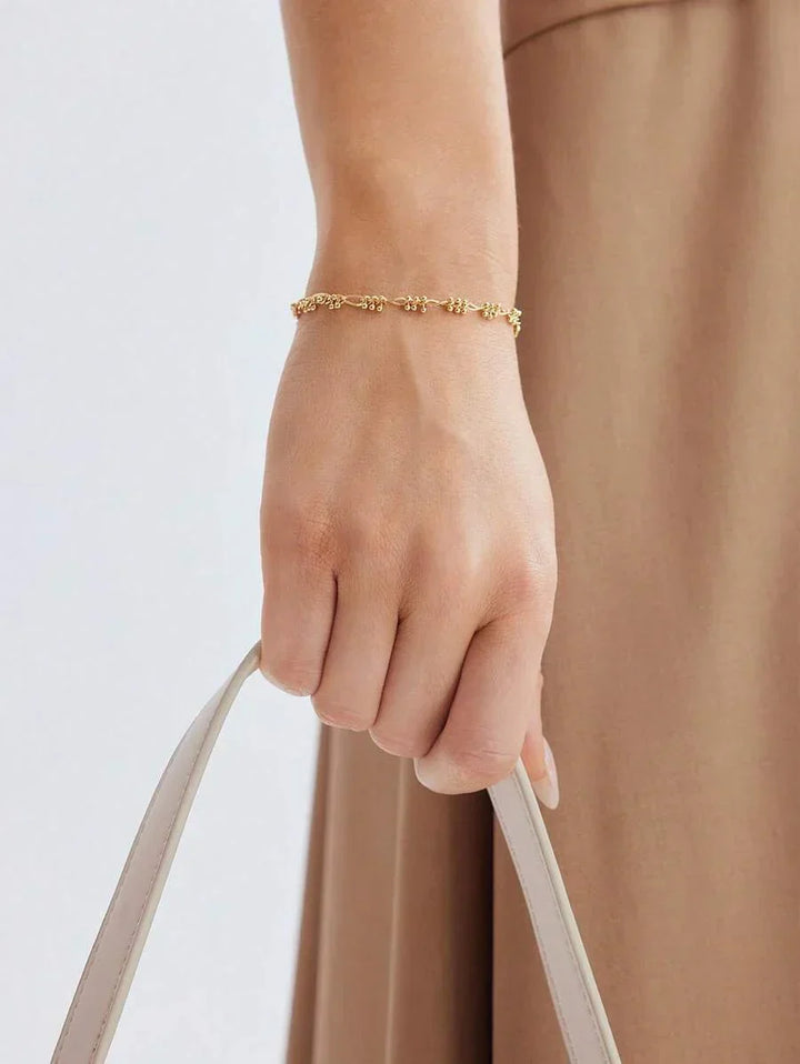Chic Silver Plated Beaded Chain Bracelet With Rhinestones