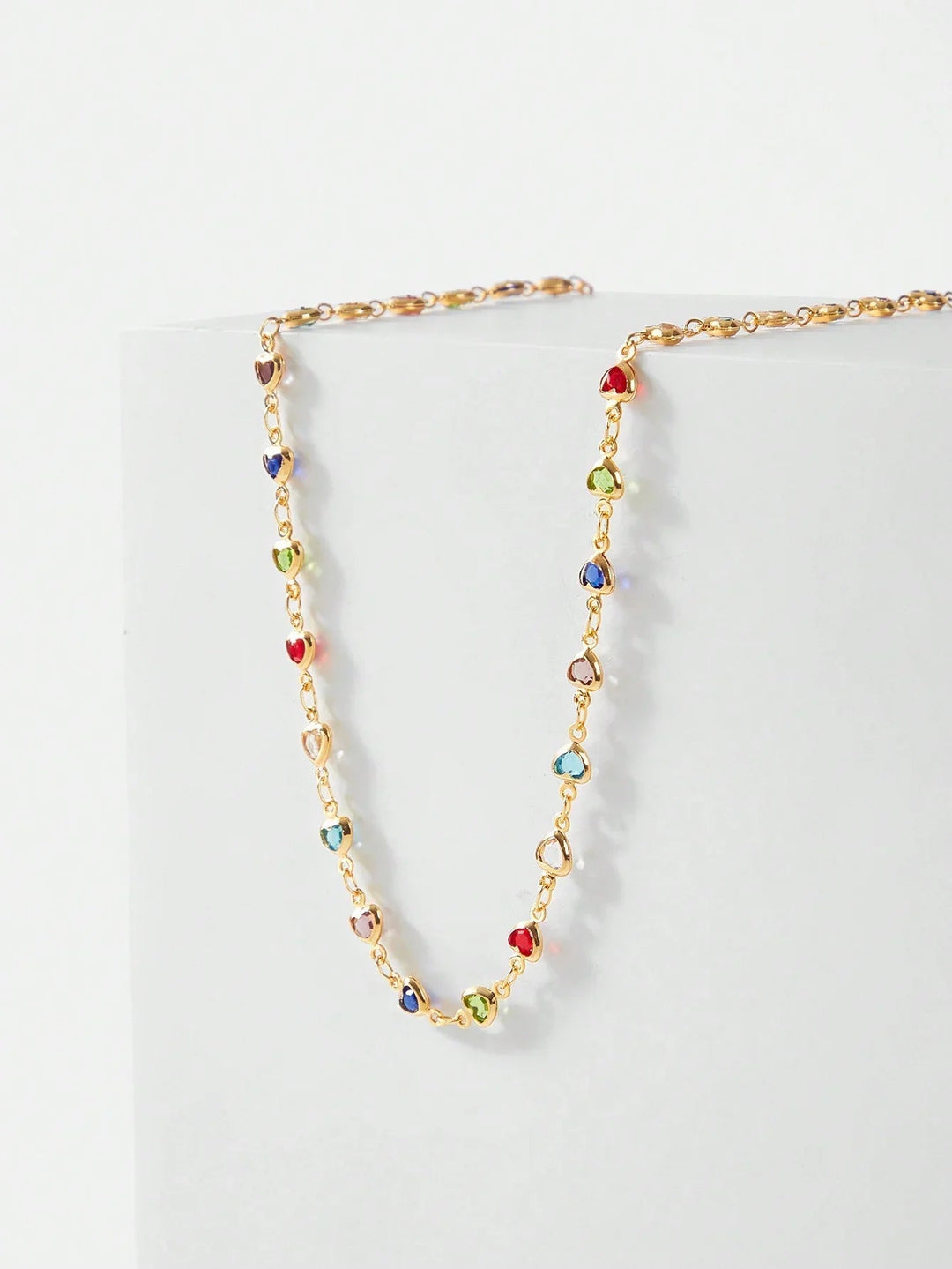 Sweet Heart Necklace Gold Plated Delicate Chain Sparkle