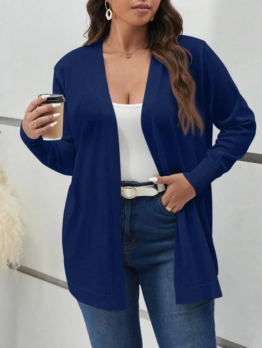 Plus Size Open Front Cardigan Cozy Knit For Fall Everyday