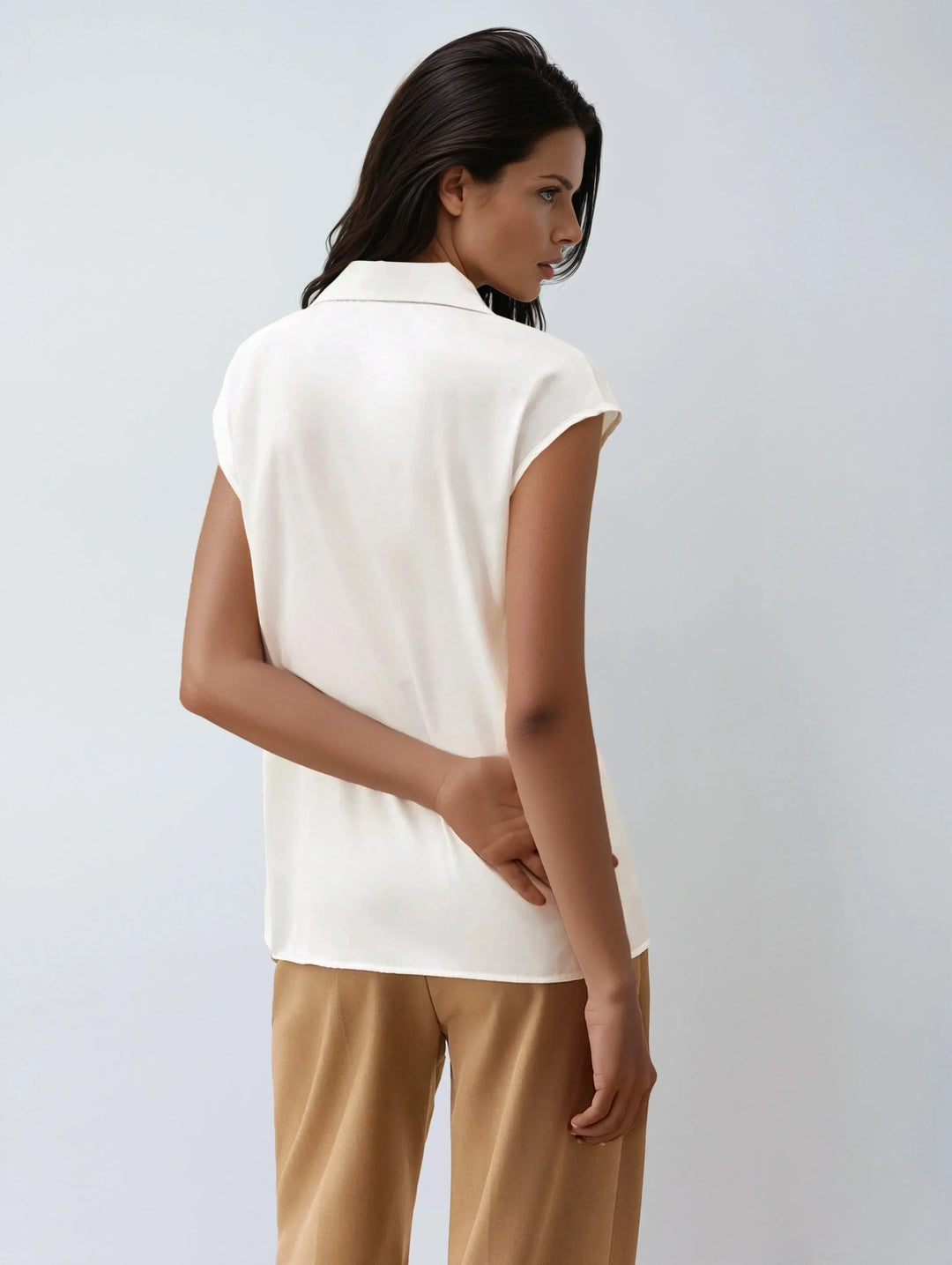 Satin Lapel Blouse Casual Elegant Collection Chic Wardrobe