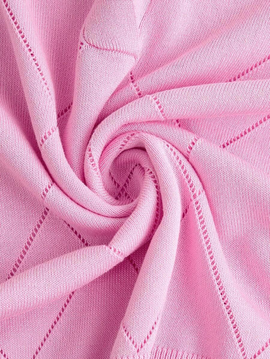 Polo Collar Diamond Knit Top Office Ready Essential