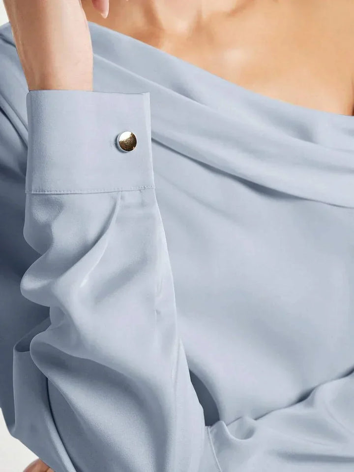 Elegant Satin Blouse With Draped Ruched Silhouette