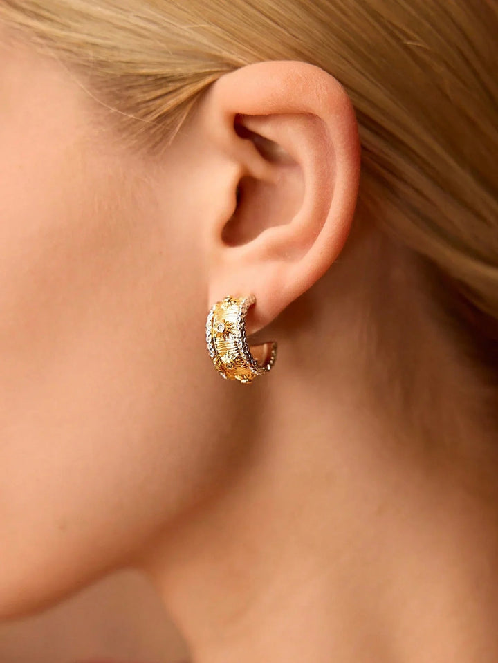 Gold Plated Multicolor Rhinestone Earrings For Daily Wear