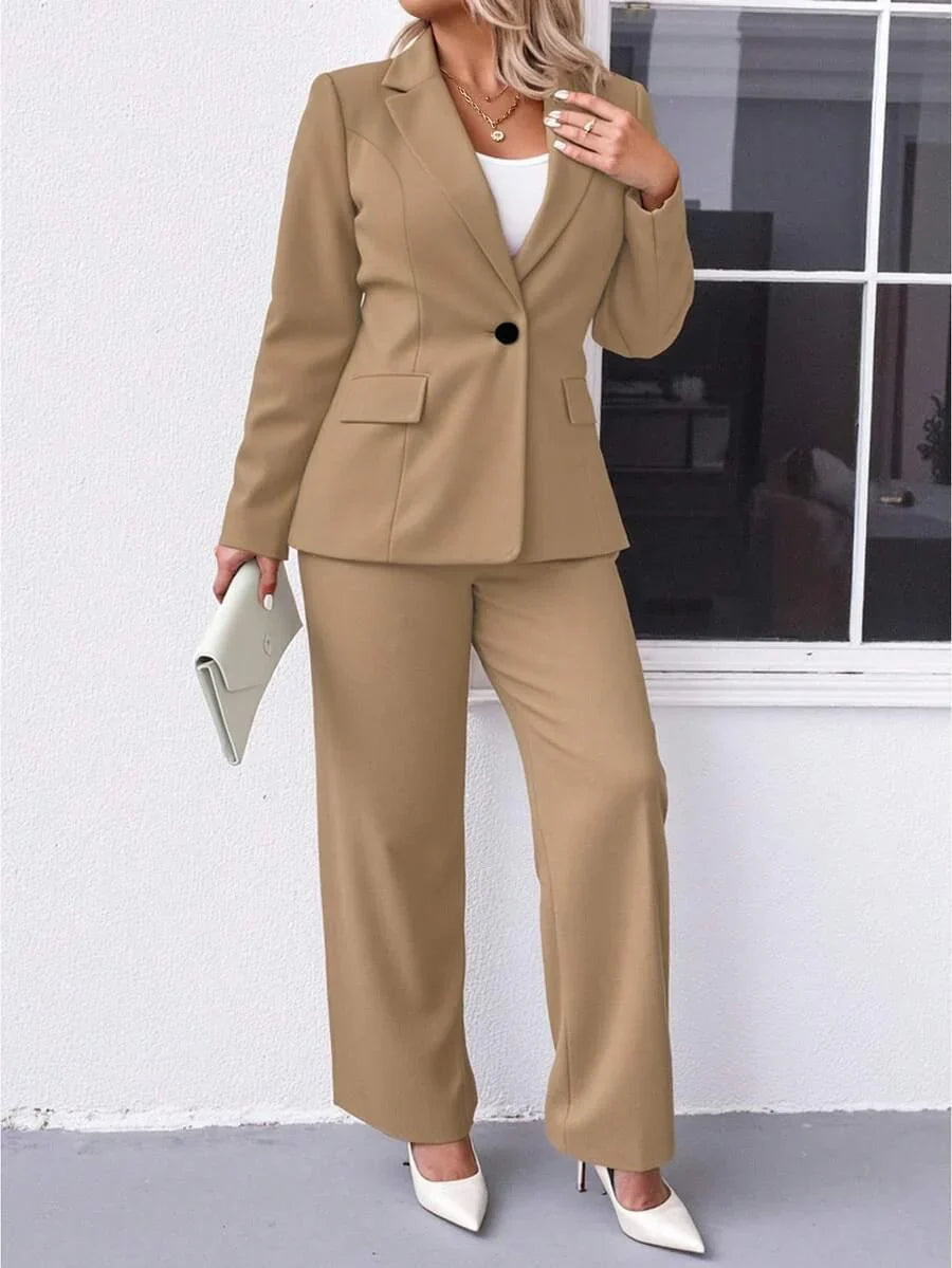 Plus Size Notched Collar Blazer Navy Workwear Casual