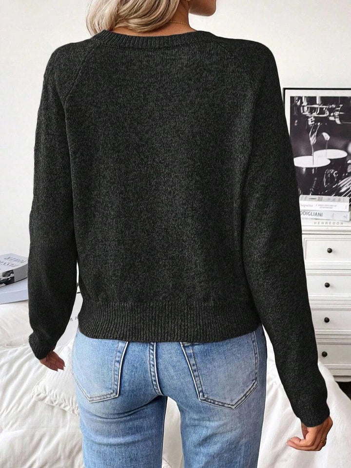 Cozy Knit Sweater With Half Zip Button Front Versatile