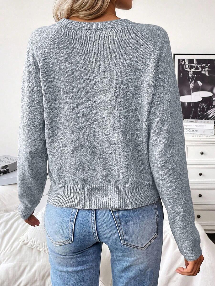 Cozy Knit Sweater With Half Zip Button Front Versatile