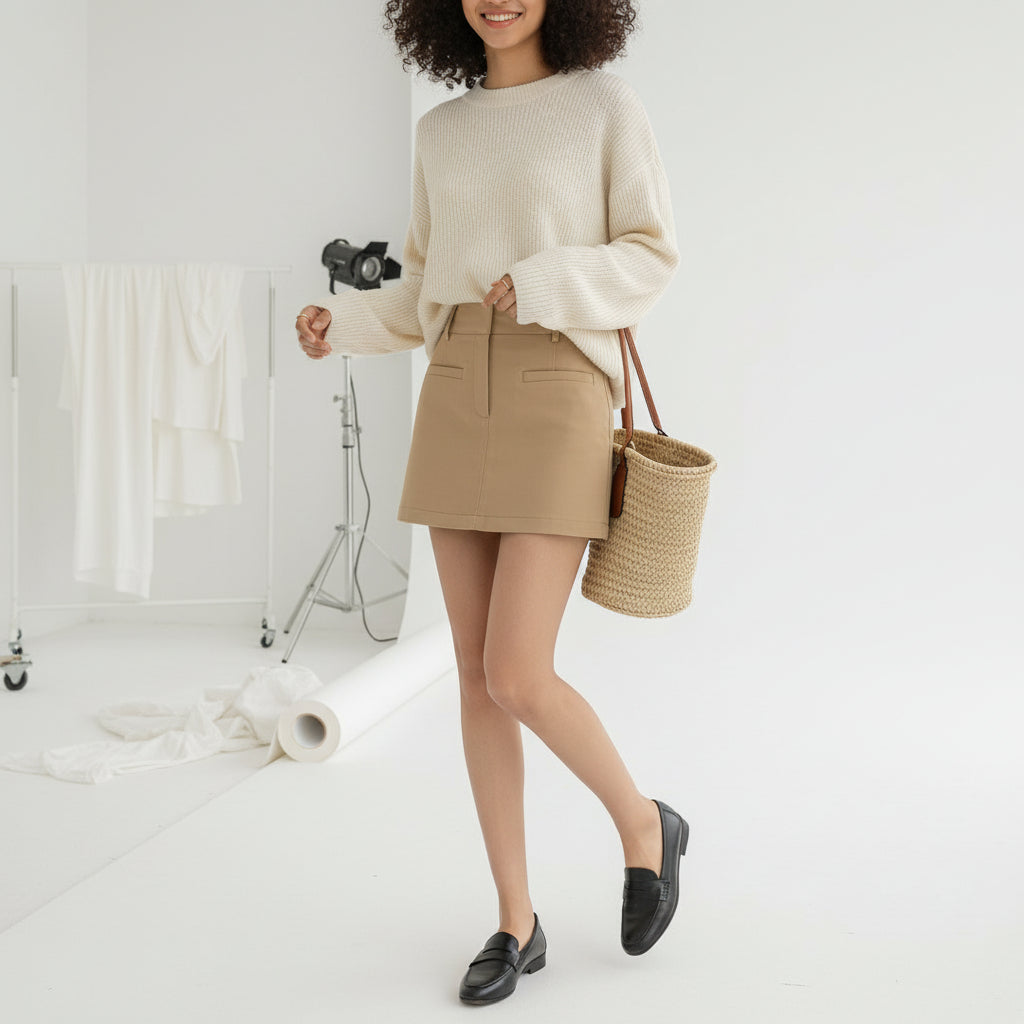 Tailored A-Line Mini Skirt