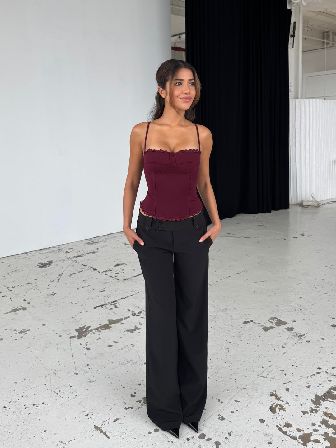 Lula lace corset top - dark red