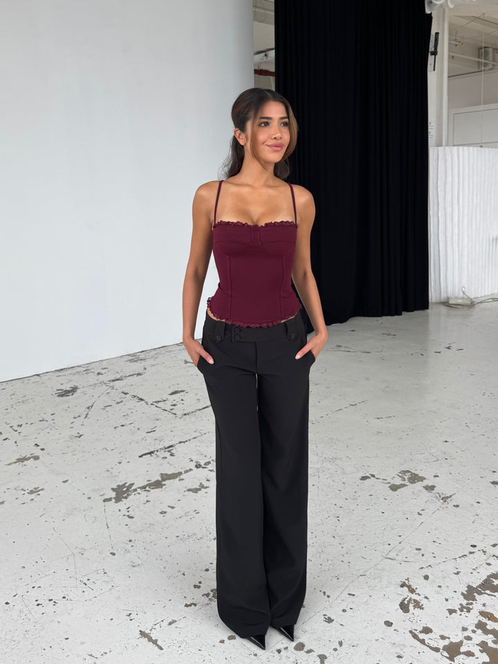 Lula lace corset top - dark red