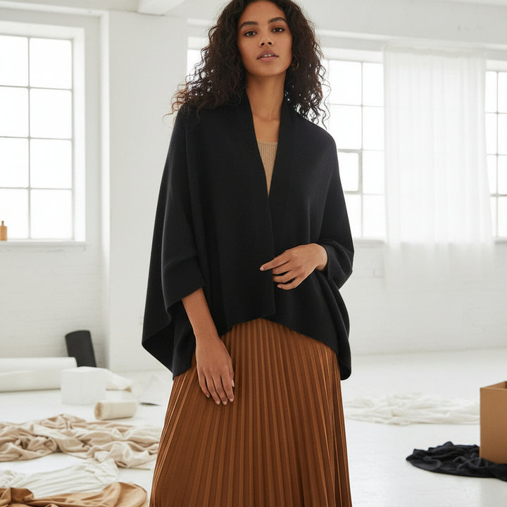 Draped Open-Knit Cardigan