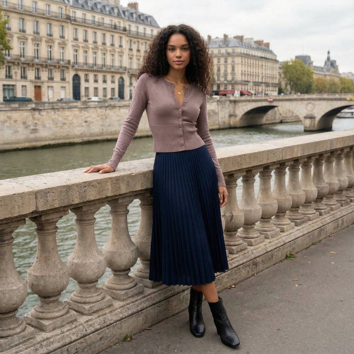 Wool Blended Cardigan - Light brown