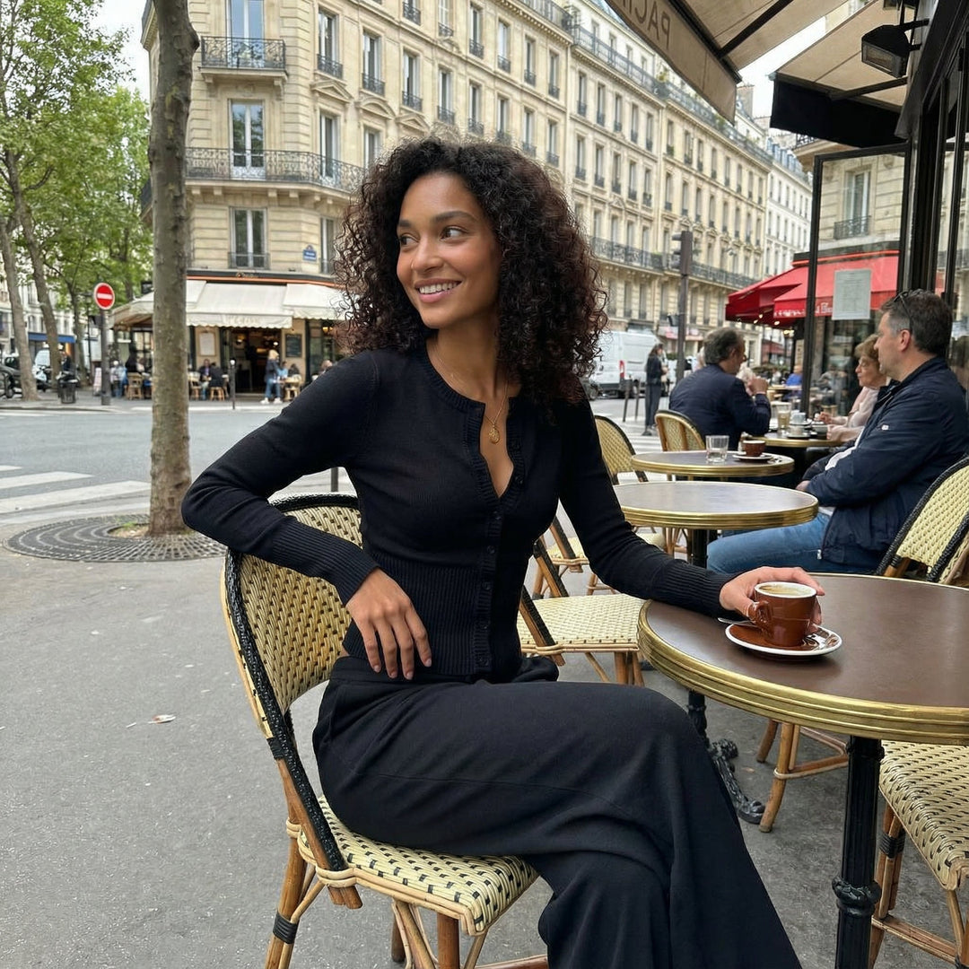 Wool Blended Cardigan - Black