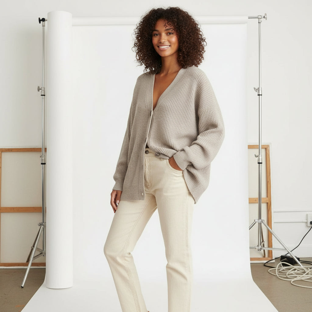 Ribbed Slouch Button Cardigan