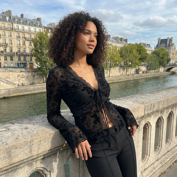Floral Lace Top - Black