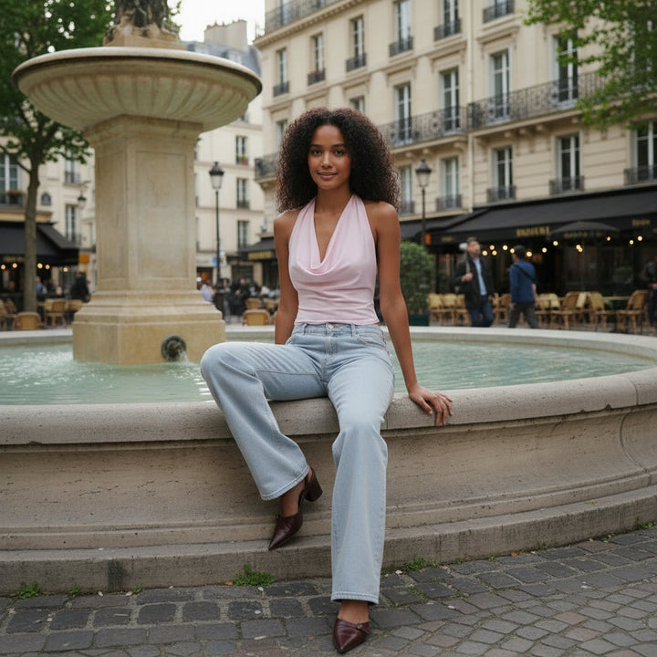 Drape Halter Top - pink