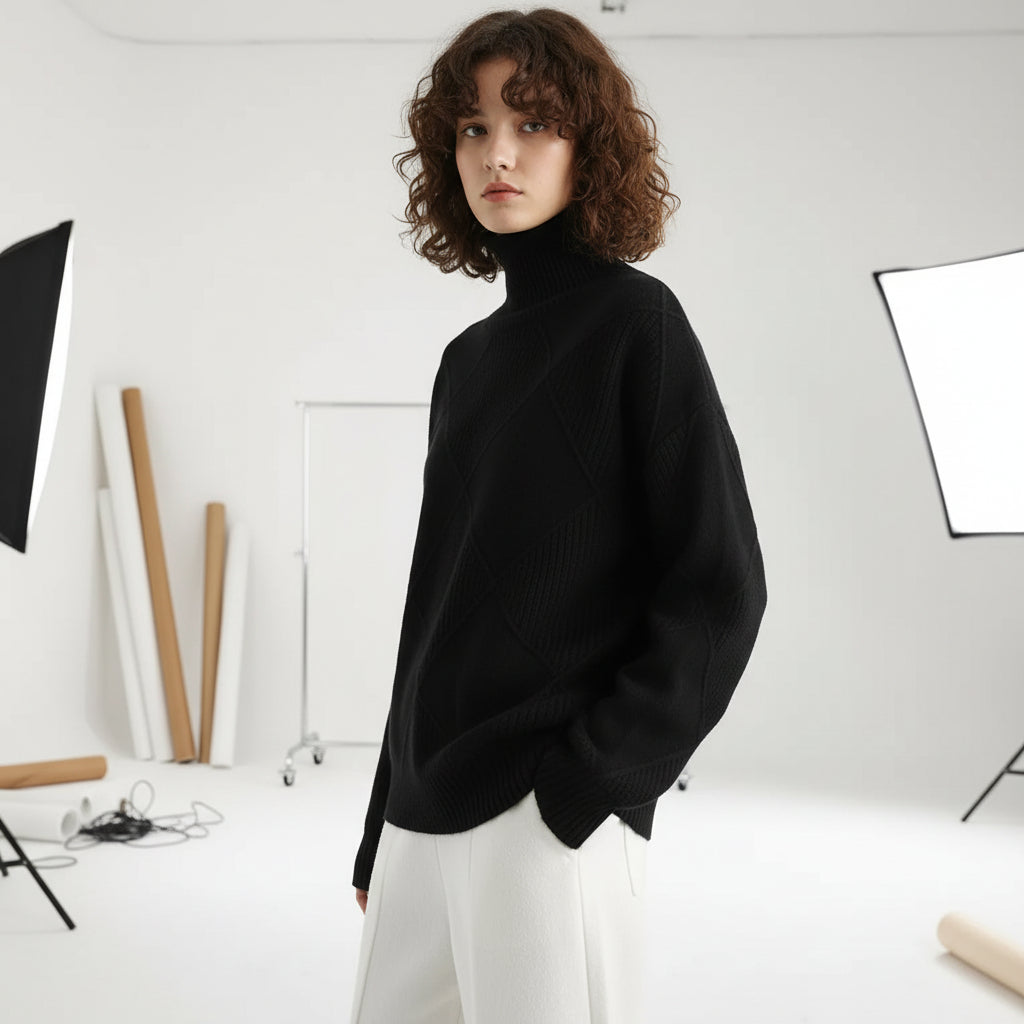 Ridgeweave Mock-Neck Knit Jumper