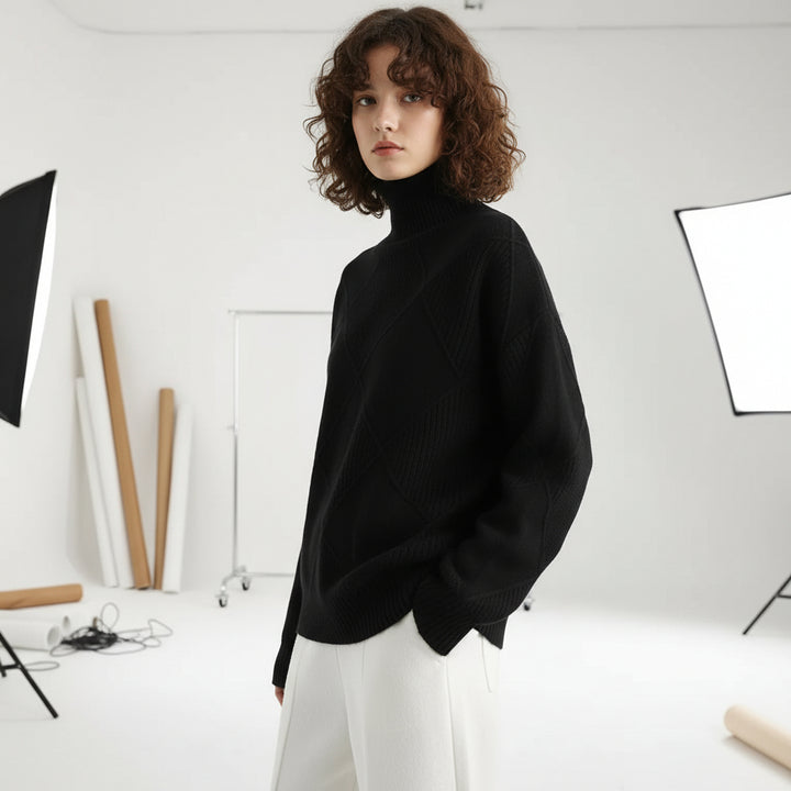 Ridgeweave Mock-Neck Knit Jumper