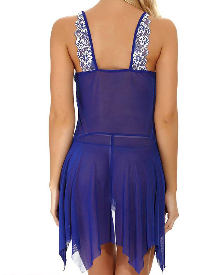 Sylviana – Lace Mesh Suspender Nightdress Set