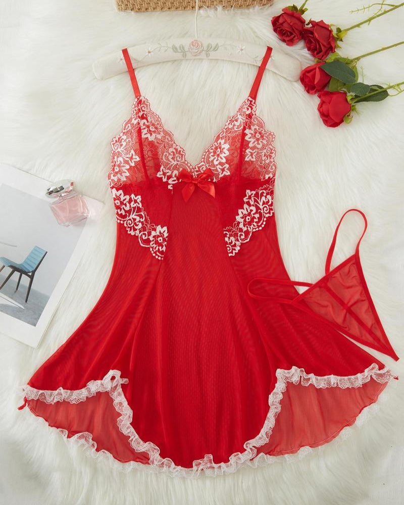 Ismeria Lace Nightdress – red