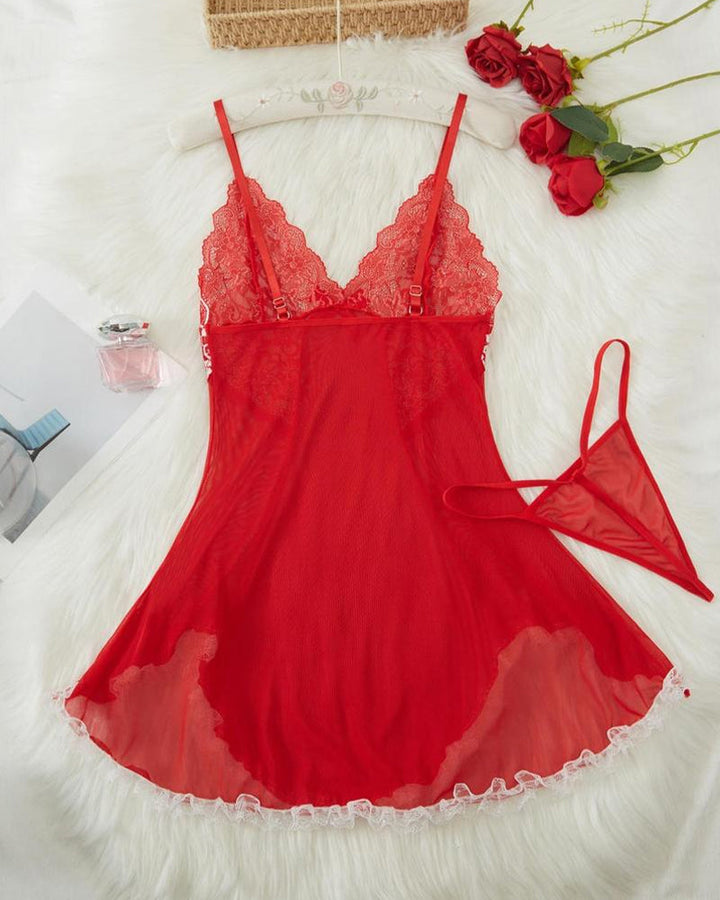 Ismeria Lace Nightdress – red